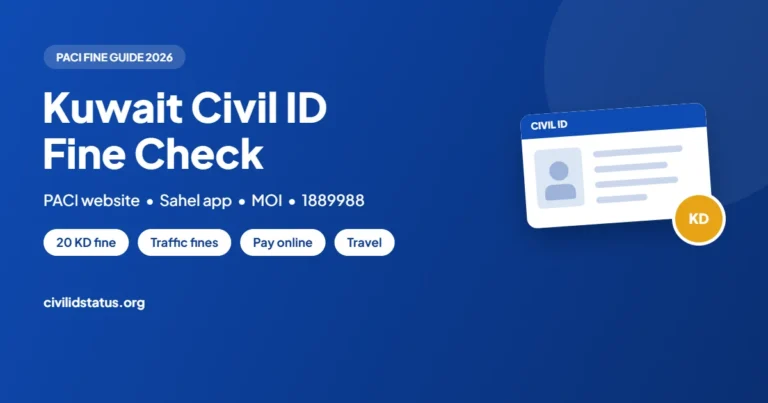 Kuwait Civil ID fine check guide covering PACI fines, traffic fines and online payment