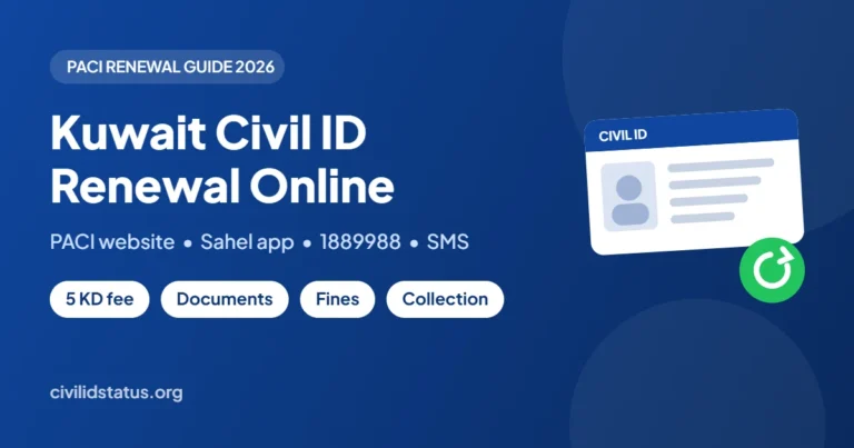 Kuwait Civil ID renewal online through the PACI website and Sahel app
